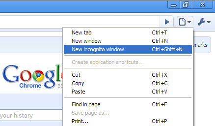 Chrome Incognito browsing