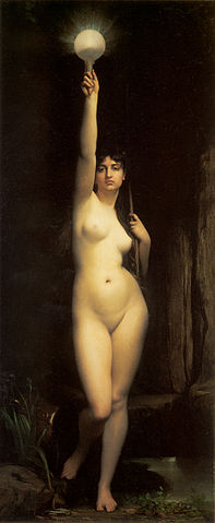 Naked Truth carrying a torch
